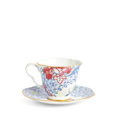 Wedgwood Butterfly Bloom Teacup and Saucer Blue and Pink