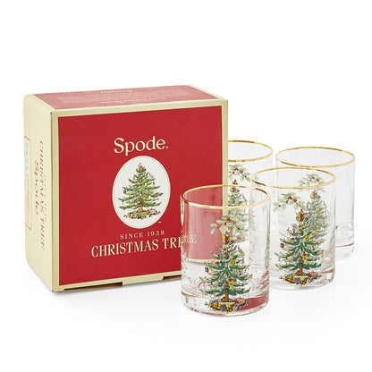 Spode Christmas Tree Lowball Glasses Set of 4