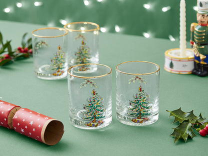 Spode Christmas Tree Lowball Glasses Set of 4