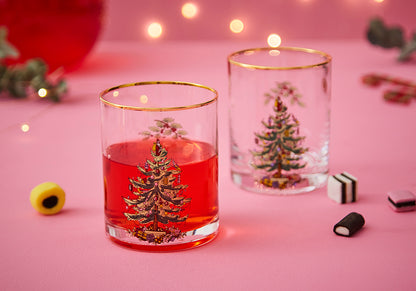 Spode Christmas Tree Lowball Glasses Set of 4