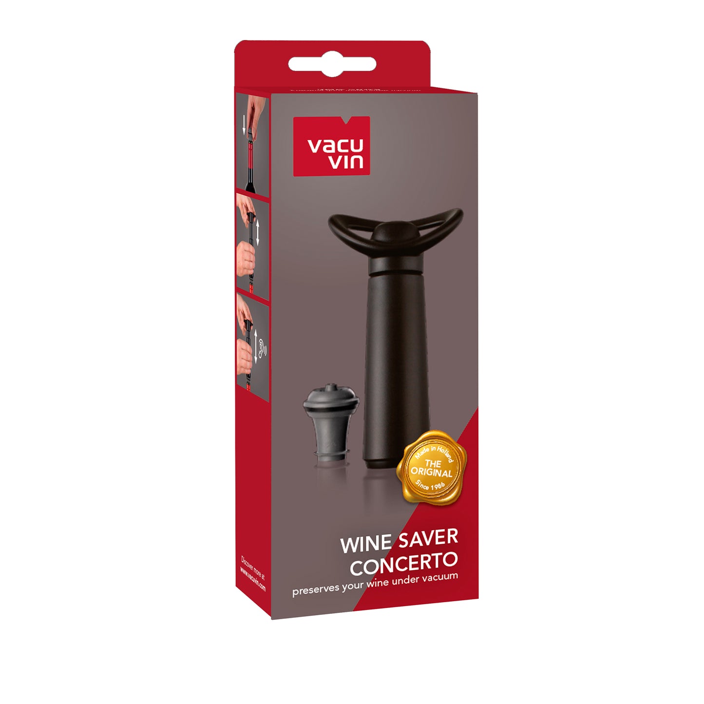 Vacu Vin Wine Saver with Stopper - Black