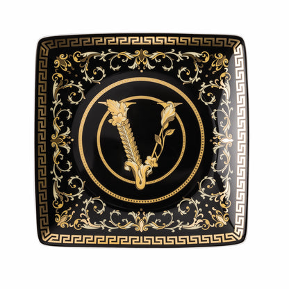 Versace Virtus Gala Black Flat Square Bowl 12cm