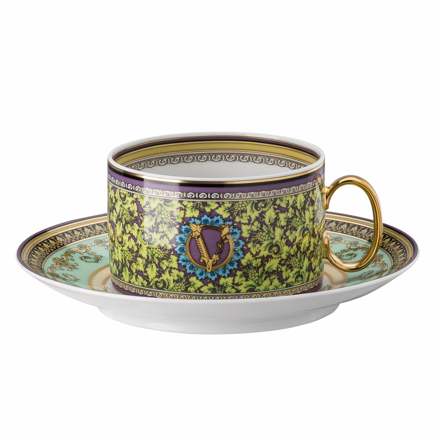 Versace Barocco Mosaic Teacup & Saucer Set of 6