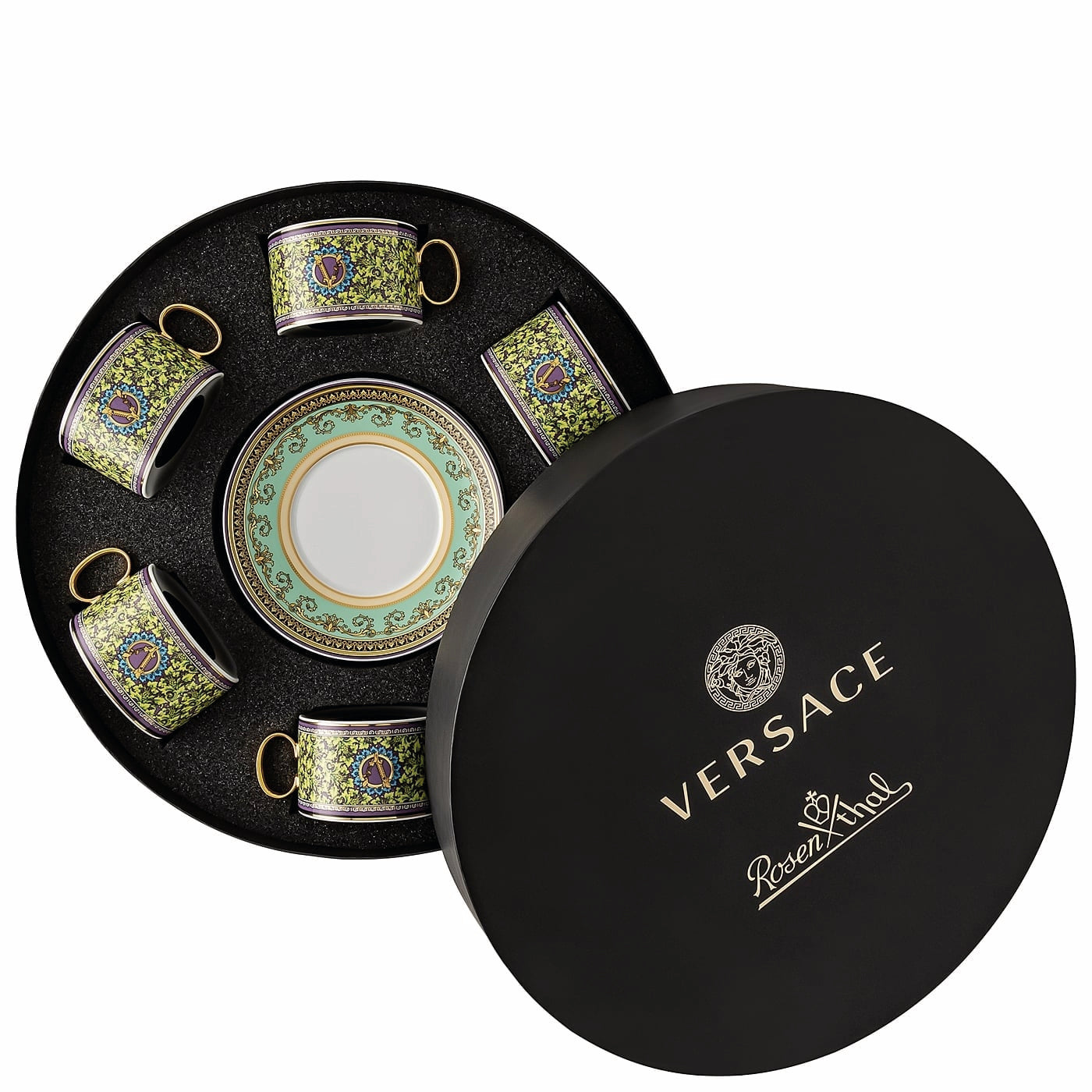 Versace Barocco Mosaic Teacup & Saucer Set of 6