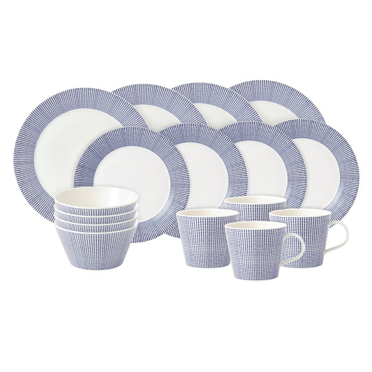 Royal Doulton Pacific Blue Dots 16 Piece Dinner Set