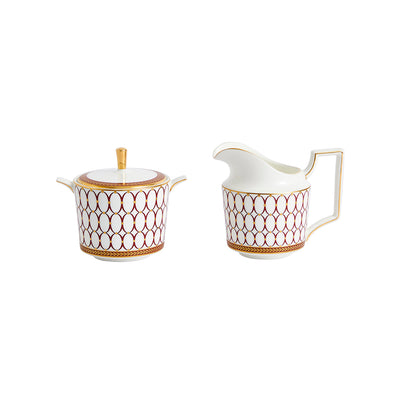 Wedgwood Renaissance Red Sugar & Creamer