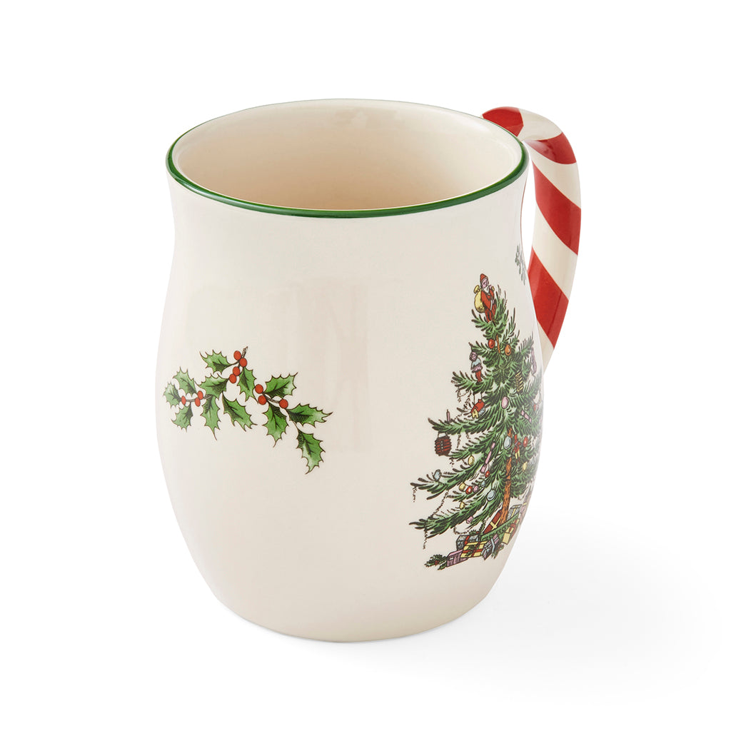 Spode Christmas Tree Mug with Peppermint Handle Set of 4