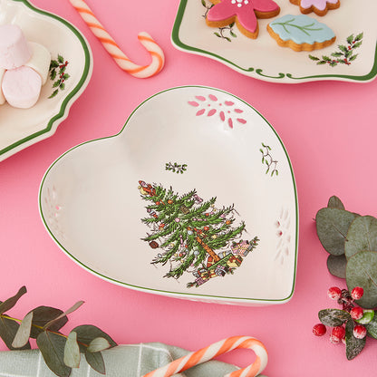 Spode Christmas Tree Pierced Heart Dish