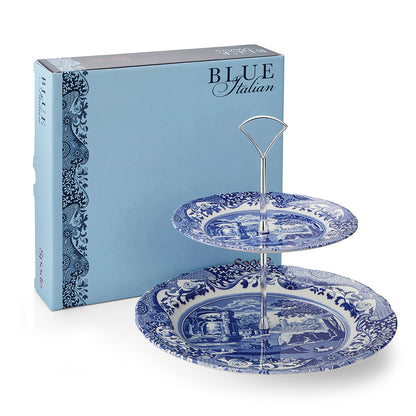 Spode Blue Italian 2-Tier Cake Stand