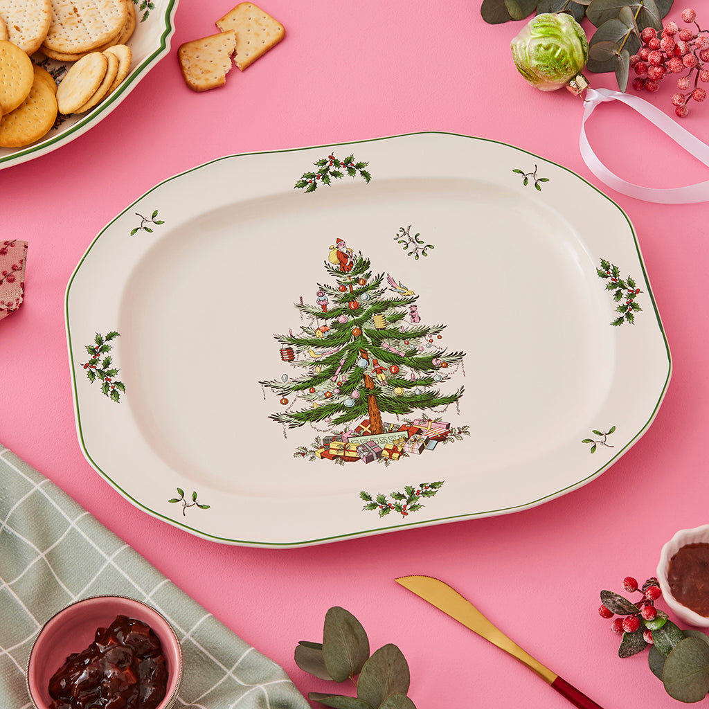 Spode Christmas Tree Sculpted Oval Platter