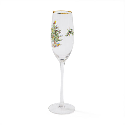 Spode Christmas Tree Champagne Flutes Set of 4