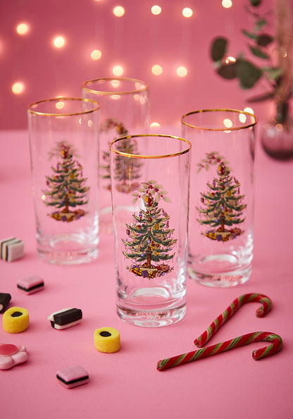 Spode Christmas Tree Highball Glass Set of 4