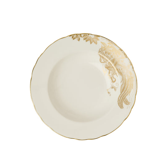 Royal Crown Derby Aves Gold Motif Rimmed Soup Plate 21.7cm