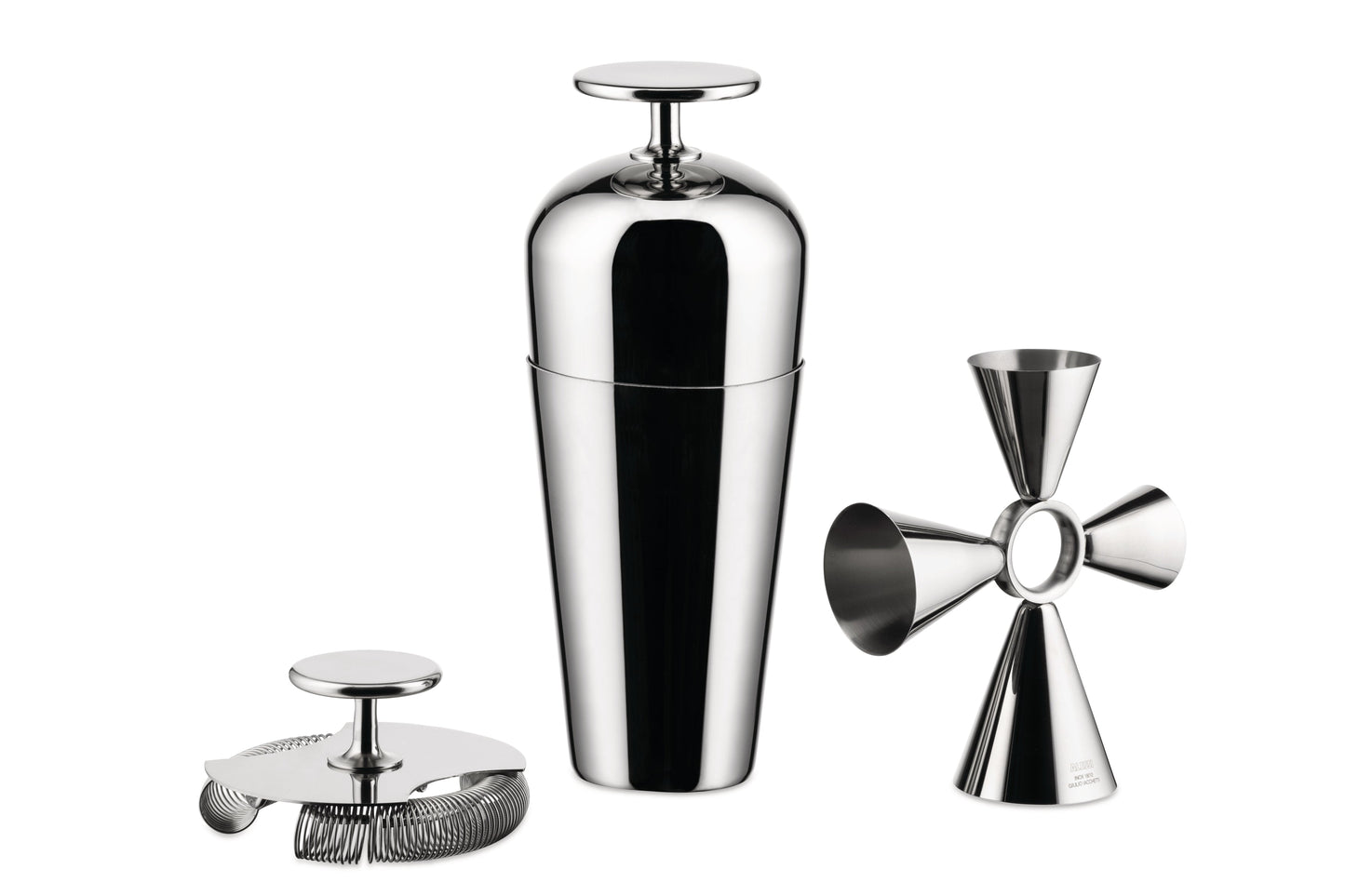 Alessi Cocktail Set, Shaker, bar strainer, Jigger-Goviers