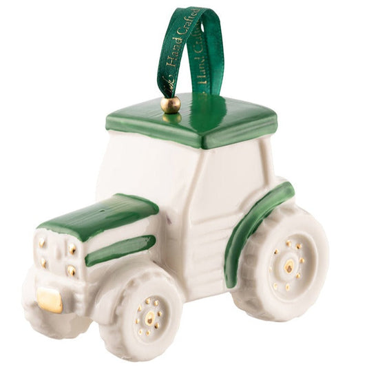 Belleek Green Tractor Hanging Ornament-Christmas-Goviers