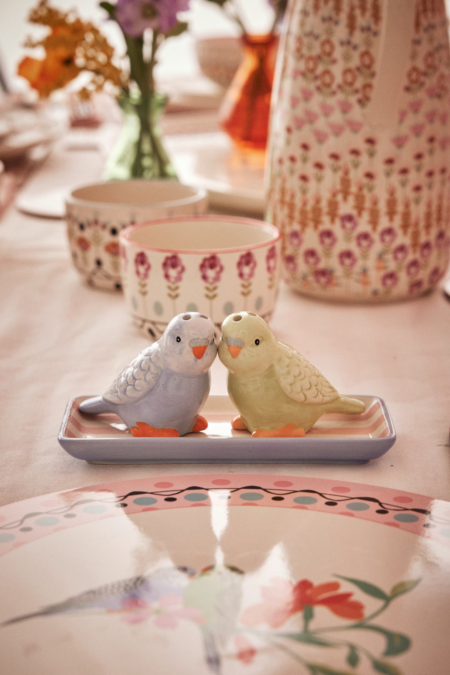 Cath Kidston Ceramic Budgie Salt & Pepper Shaker Set