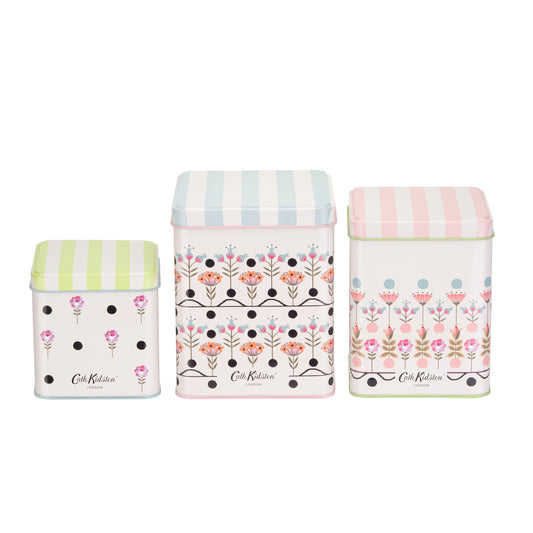 Cath Kidston Painted Table Stacking Storage Tins Set of 3