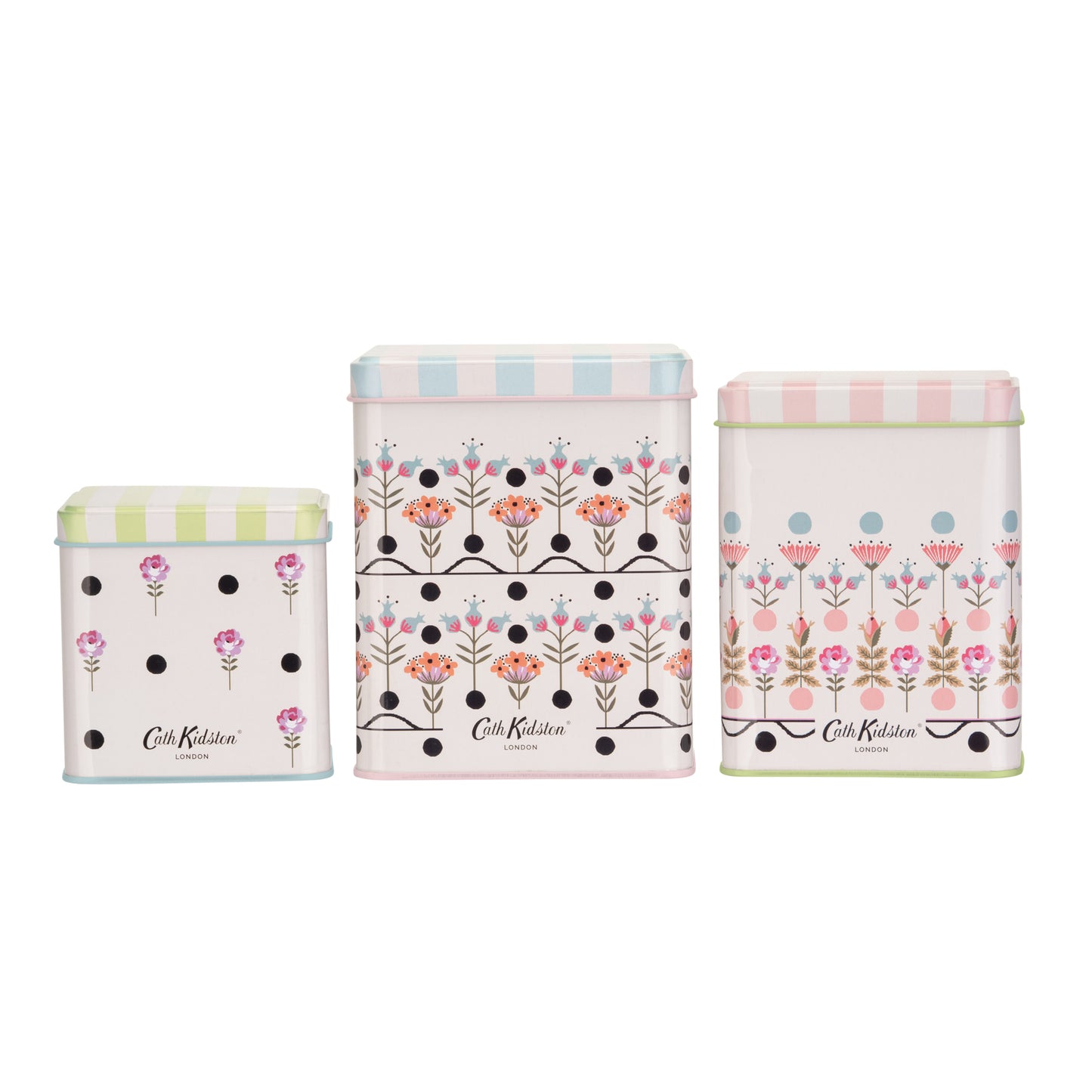 Cath Kidston Painted Table Stacking Storage Tins Set of 3