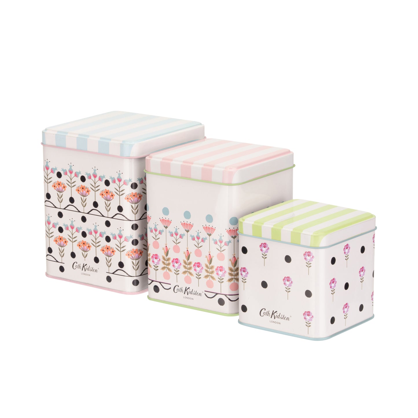 Cath Kidston Painted Table Stacking Storage Tins Set of 3