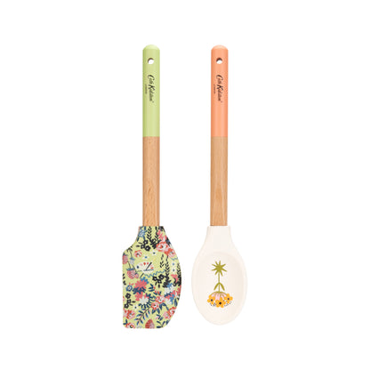 Cath Kidston Painted Table Silicone & Wood Utensil Set Set of 2