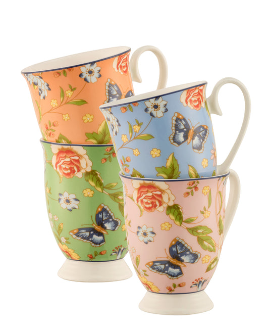 Aynsley Cottage Garden Footed Mug Set of 4