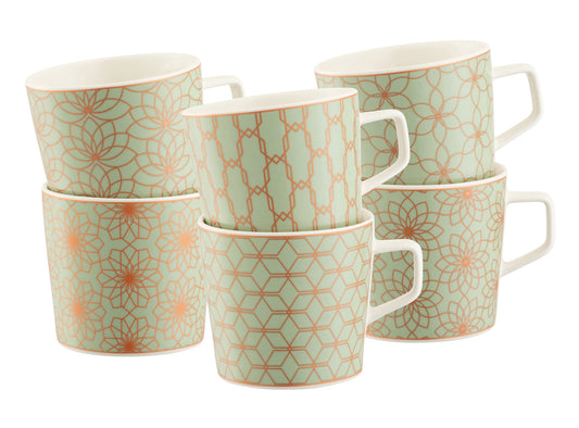 Aynsley Sage & Copper Deco Mug Set of 6