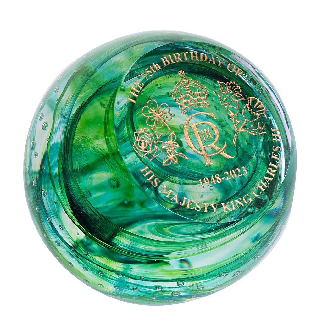 Caithness King Charles' 75th Birthday Paperweight-Paperweights-Goviers