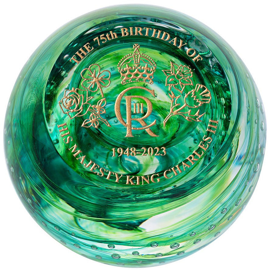 Caithness King Charles' 75th Birthday Paperweight-Paperweights-Goviers