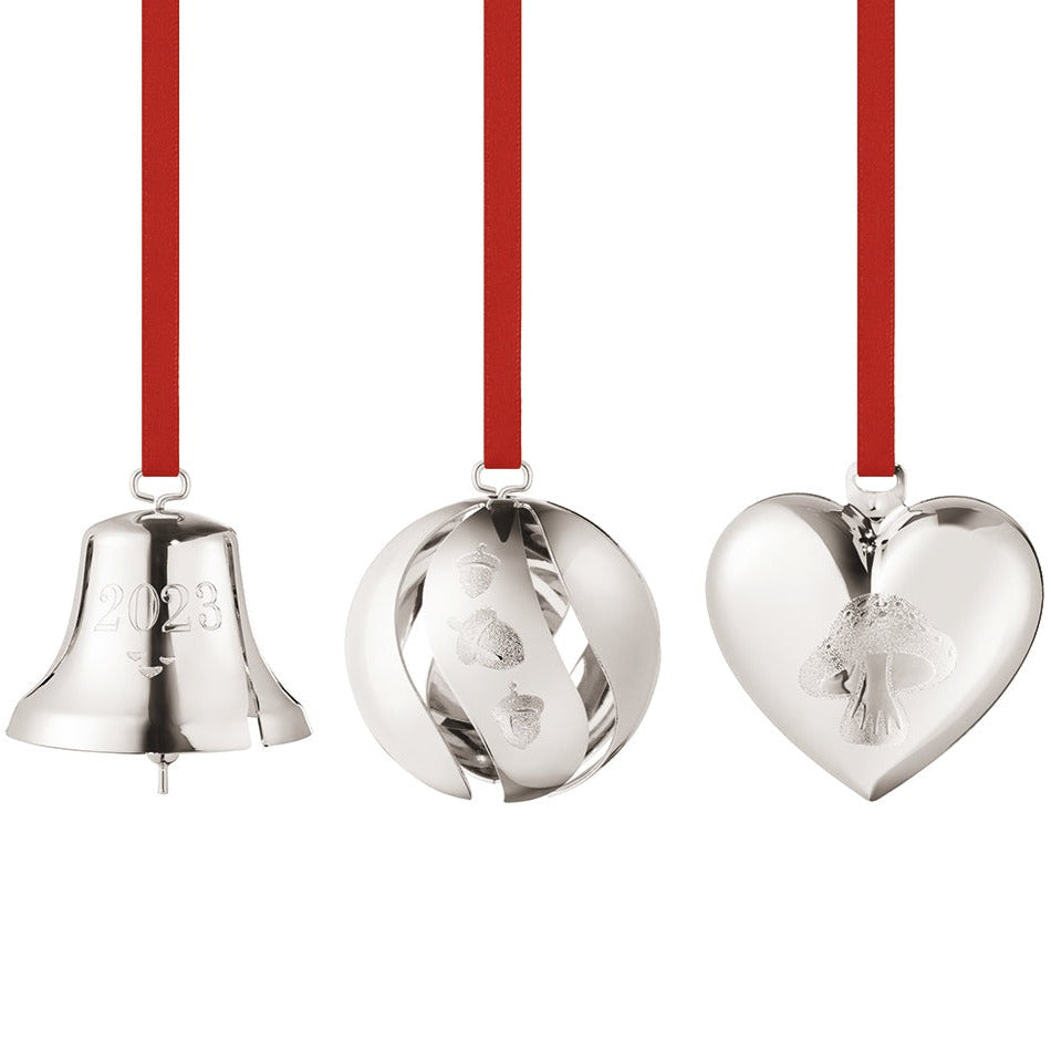 Georg Jensen Ball, Bell, Heart Gift set 2023 Palladium Plated-Christmas-Goviers