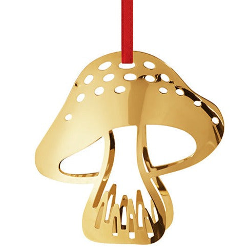 Georg Jensen Mushroom Holiday Ornament Gold Plated-Christmas-Goviers