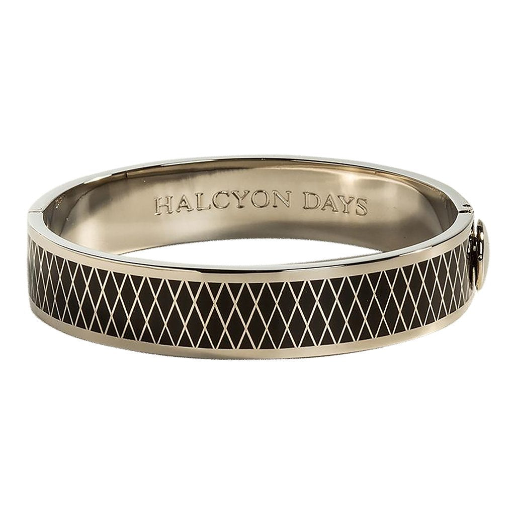 Halcyon Days Parterre Black Palladium Hinged Bangle-Jewellery-Goviers