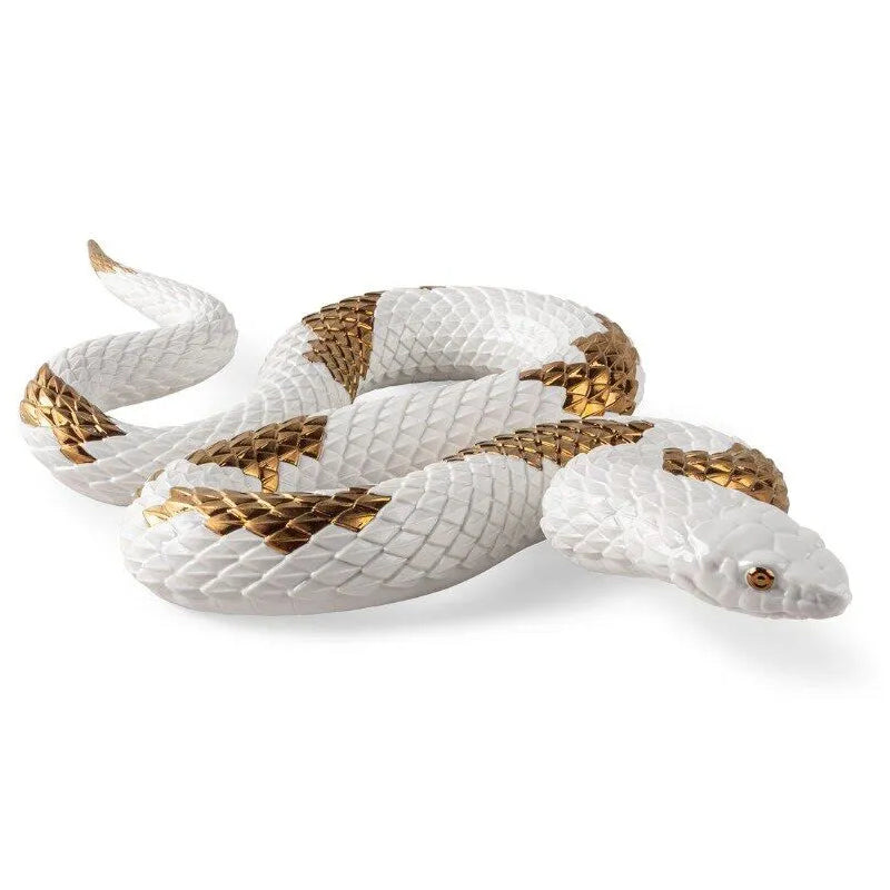 Lladro Snake White & Copper-Collectables-Goviers