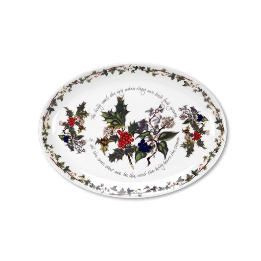 Portemirion Holly and Ivy Oval Platter 33cm-Goviers