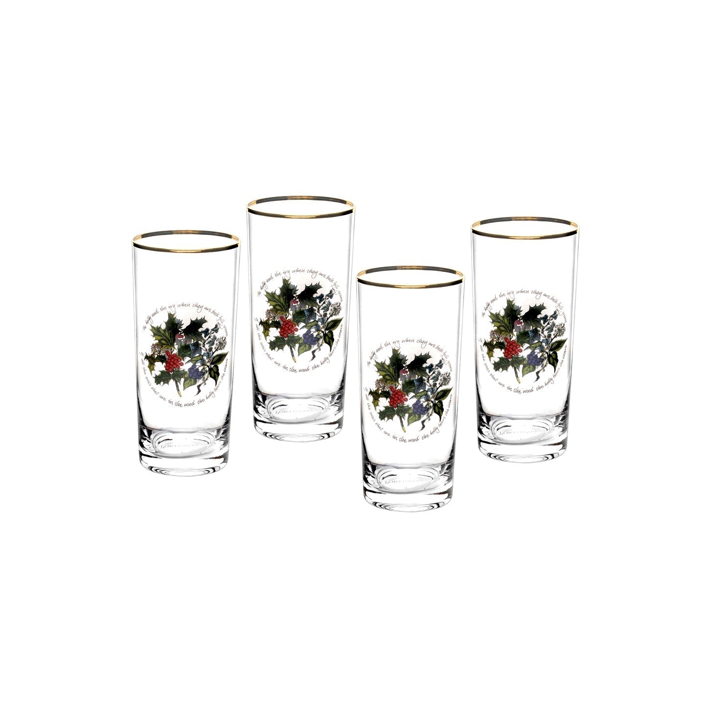 Portmeirion Holly and Ivy Hiball Glasses Set of 4-Goviers