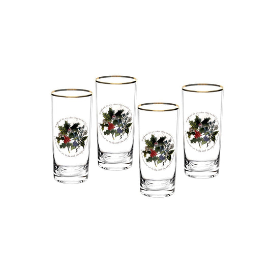 Portmeirion Holly and Ivy Hiball Glasses Set of 4-Goviers