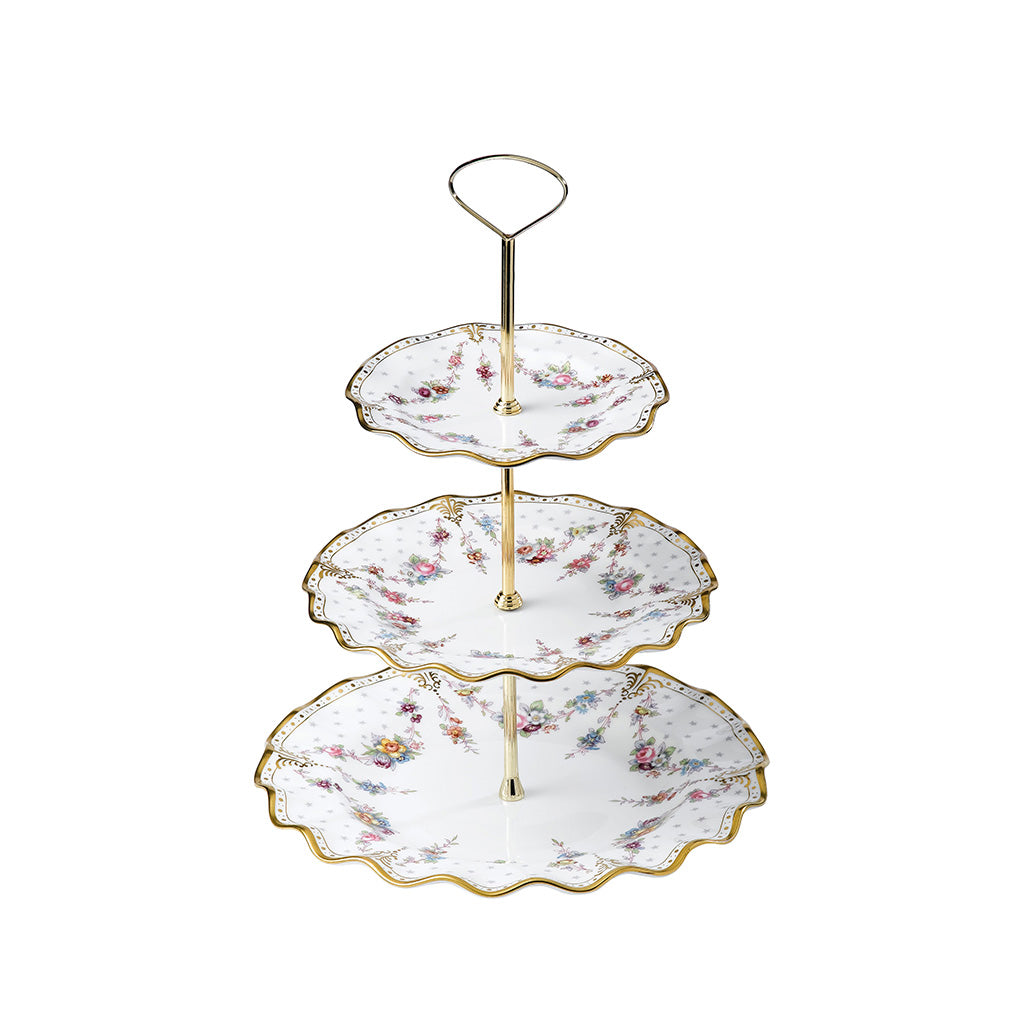 Royal Crown Derby Royal Antoinette 3 Tier Cake Stand