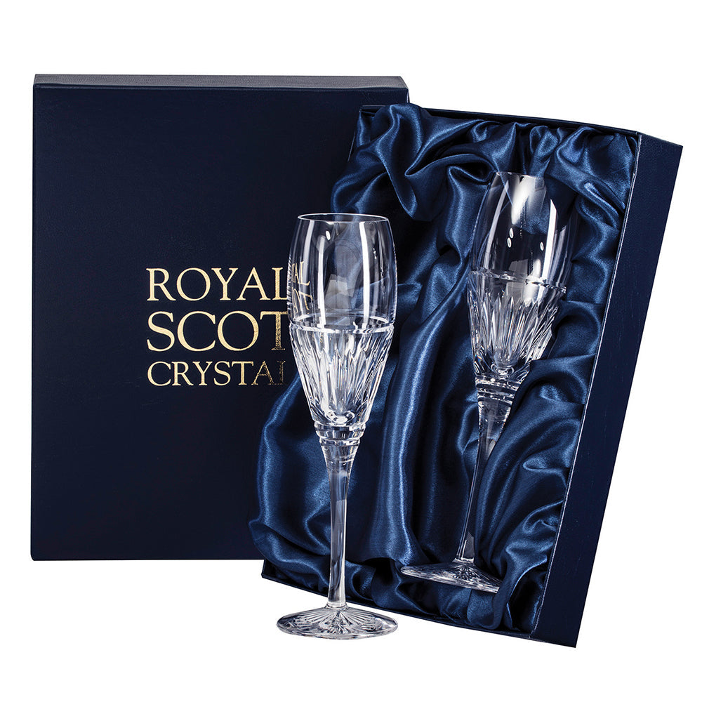 Royal Scot Crystal Art Deco Champagne Flutes Set of 2-Home & Garden > Kitchen & Dining > Tableware > Drinkware-Goviers