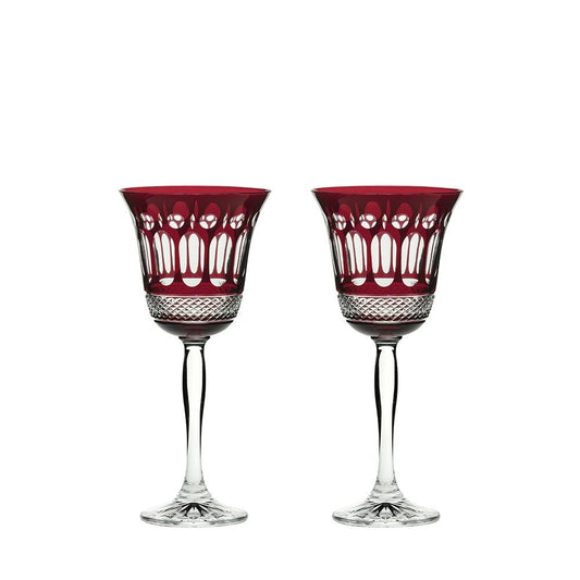 Royal Scot Crystal Belgravia Ruby Red Set of 2 Large Wine Glasses-Goviers