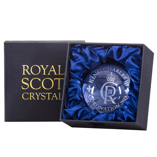 Royal Scot Crystal Coronation Paperweight-Royal Commemorative-Goviers