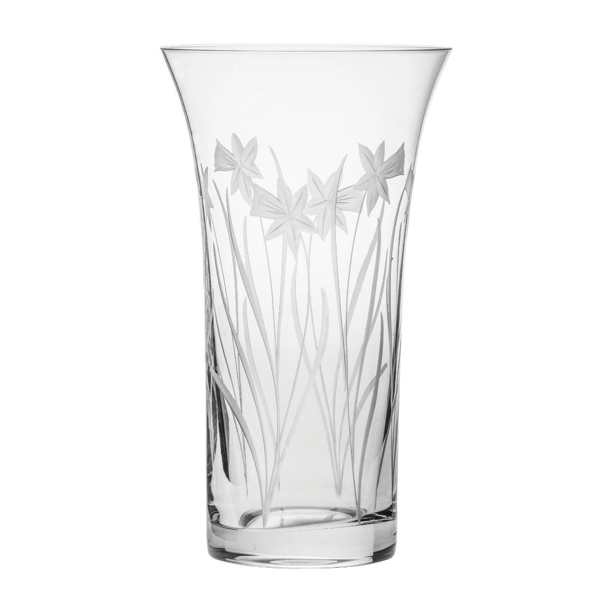 Royal Scot Crystal Daffodils Large Flared Vase 10.5"-Home & Garden > Kitchen & Dining > Tableware > Drinkware-Goviers