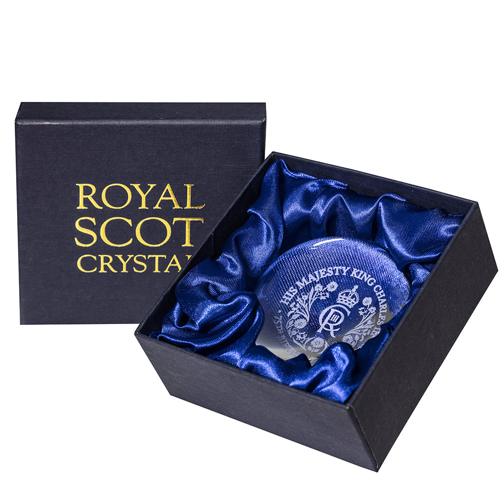 Royal Scot Crystal King's Birthday Domed Paperweight-Collectables-Goviers