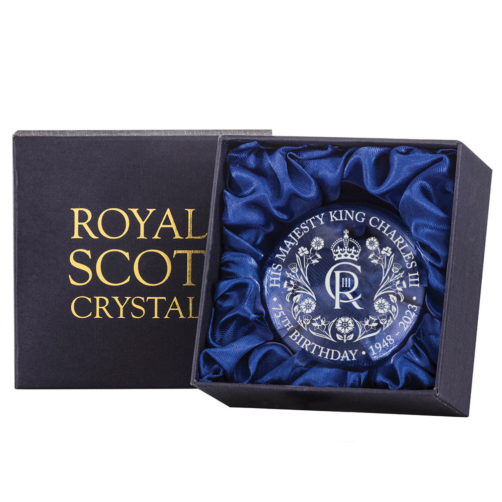 Royal Scot Crystal King's Birthday Domed Paperweight-Collectables-Goviers