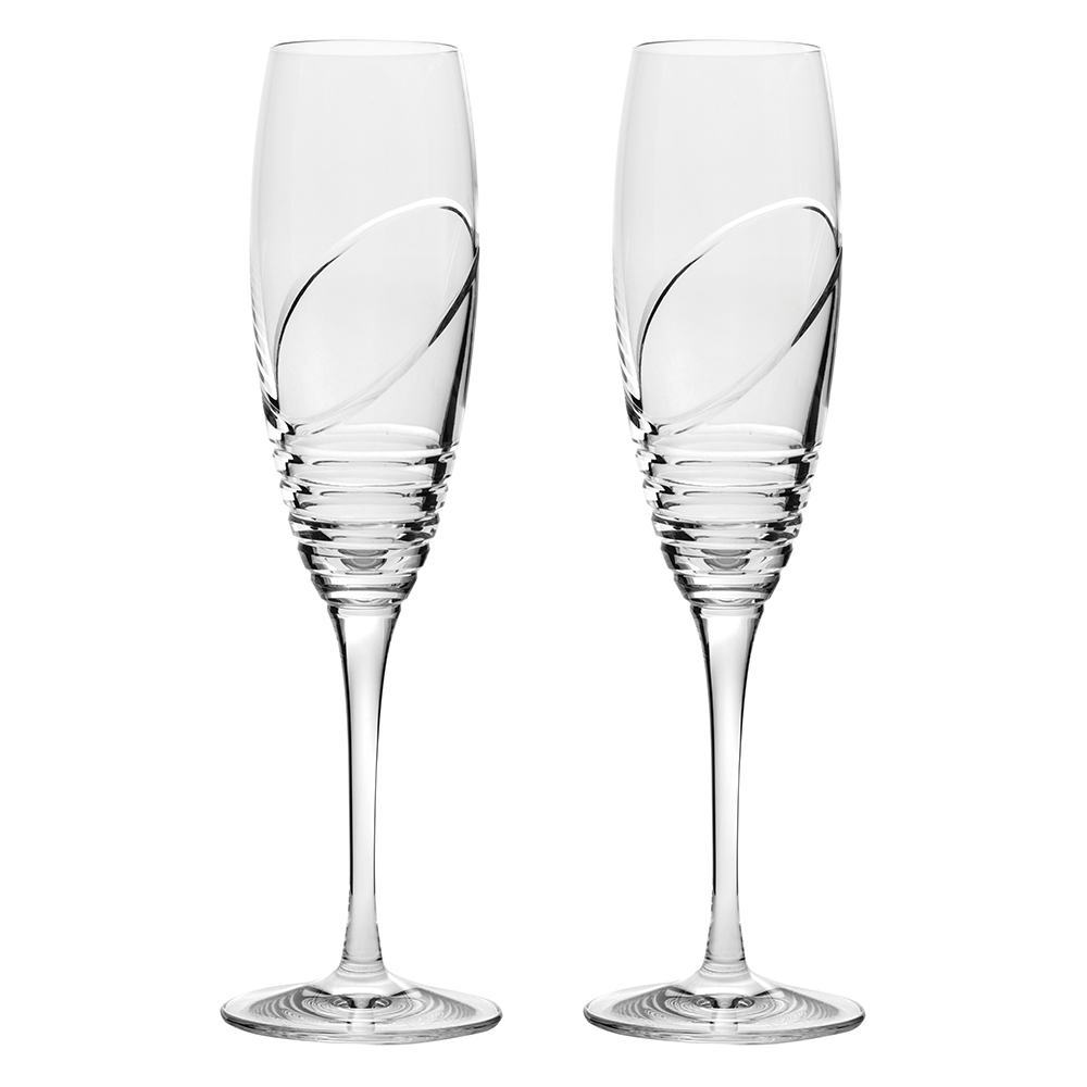 Royal Scot Crystal Saturn Box of 2 Champagne Flutes-Goviers