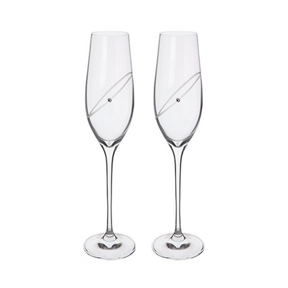 Dartington 25 Years Silver Anniversary Clear Champagne Flute Pair