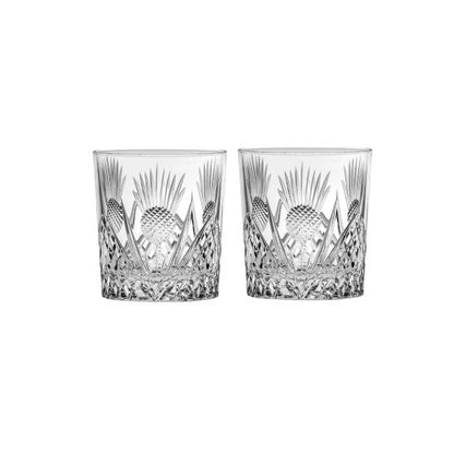 Royal Scot Crystal Scottish Thistle Pair of Large Tumblers