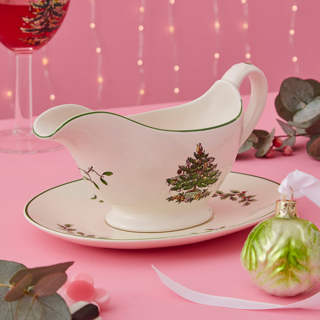 Spode Christmas Tree Sauce Boat & Stand-Home & Garden > Kitchen & Dining > Tableware-Goviers