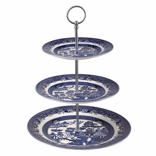 Queens Blue Willow 3 Tier Cake Stand