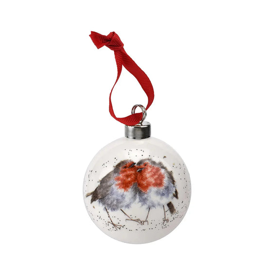 Wrendale Snuggled Up Together Robin Bauble-Christmas Bauble-Goviers