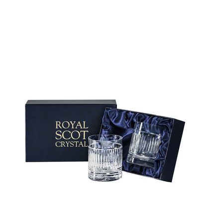 Royal Scot Crystal Art Deco Large On the Rocks Tumblers Set of 2