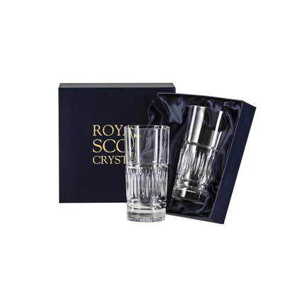 Royal Scot Crystal Art Deco Tall Tumblers Set of 2